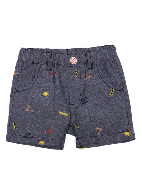 Boys Medium Light Blue Printed Polo with Short Pants image number 2